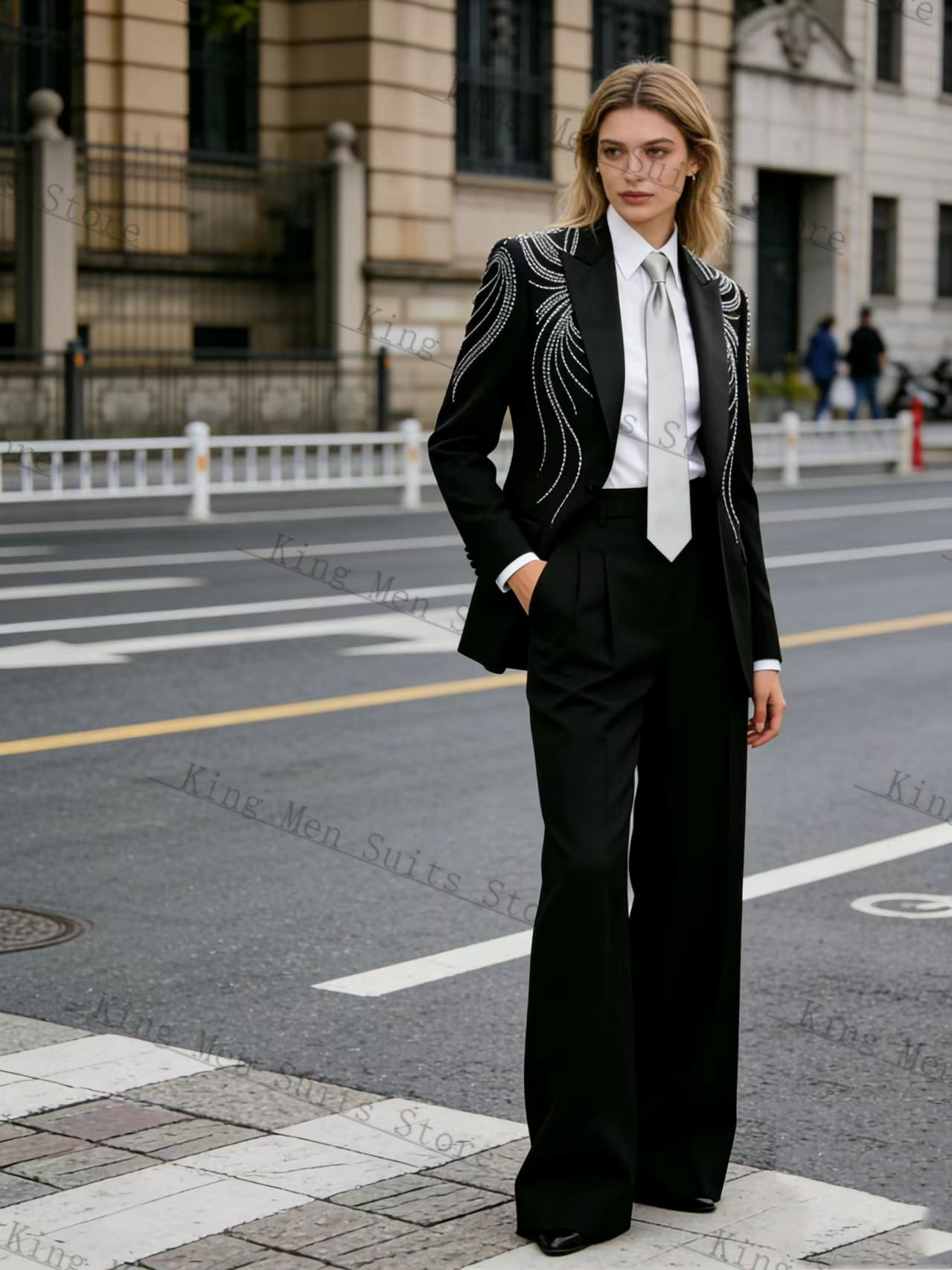 Women'S Formal Wear Tuxedo - Black Women Suit Set 2 Pcs