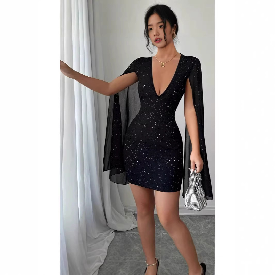 Women Formal Wear For Party - V Neck Bodycon Midi Dress Elegant
