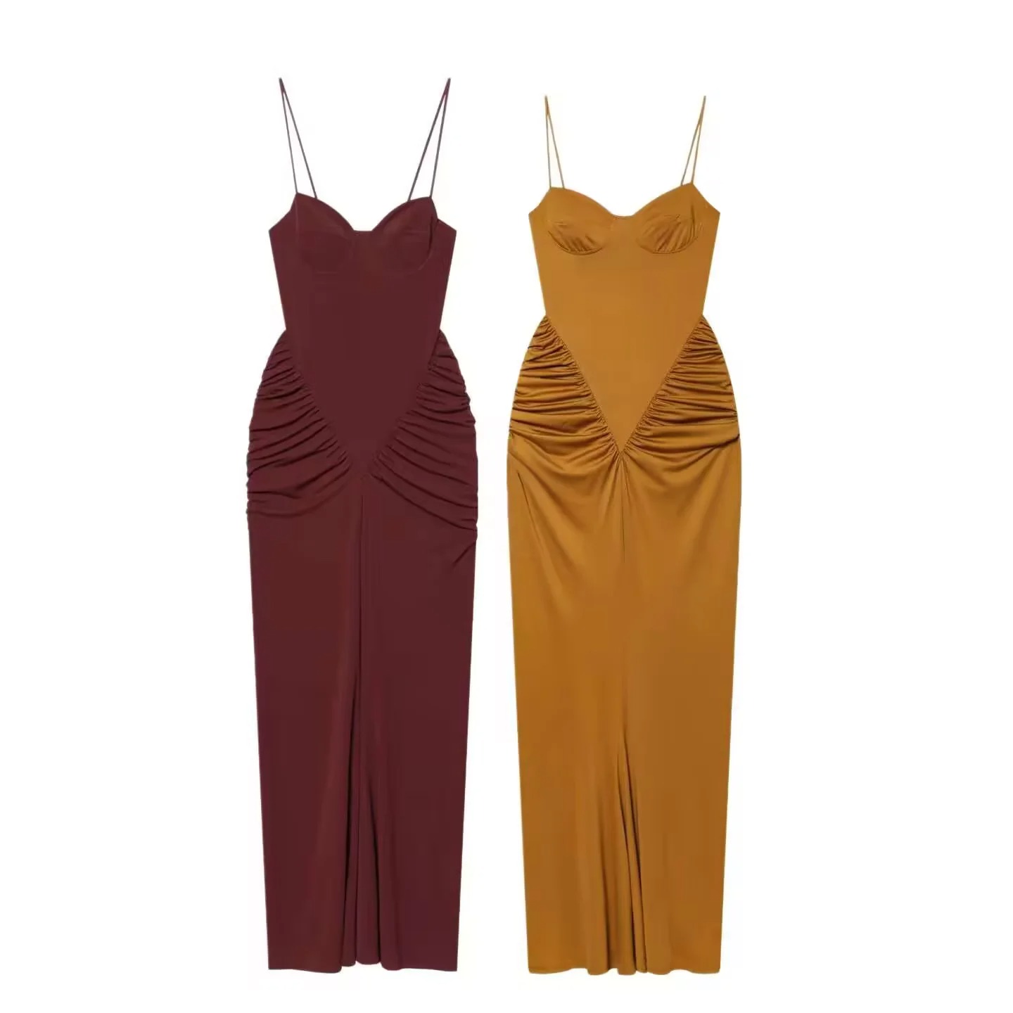 Formal Wear Gowns For Women - Elegant Ruched Maxi Dress Sexy Spaghetti