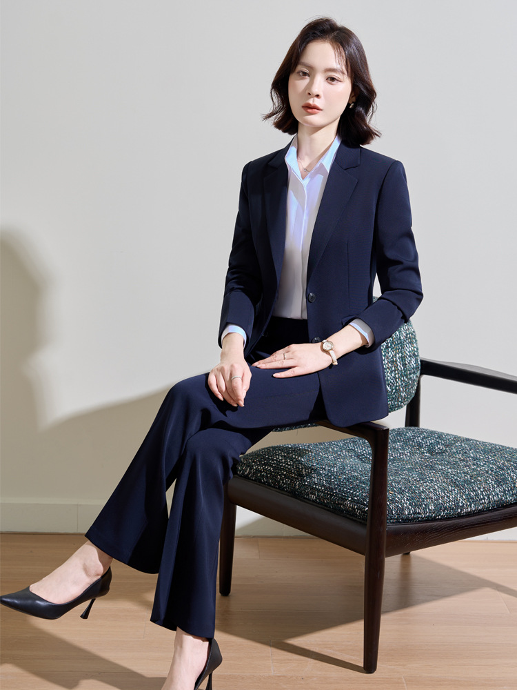 Women Formal Wear For Interview - Navy blue professional suit for women,