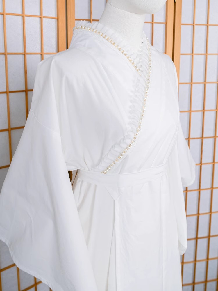 Japanese Women Formal Wear - Lace-Trimmed Kimono Undergarment White Color Cotton