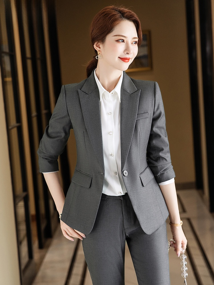 Women Formal Wear For Interview - Gray Suit Set for Women Spring