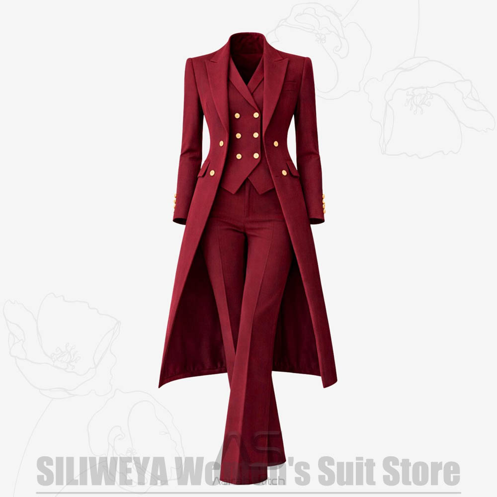 Women Formal Wear For Party - Women's Suit 3 Piece Double Breasted