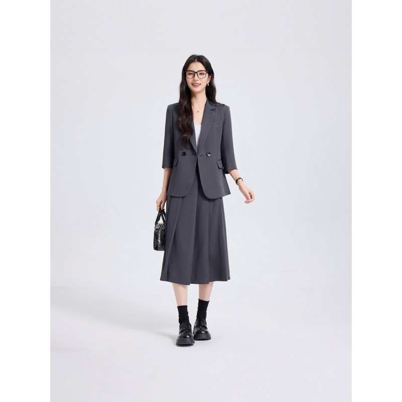 Women Formal Wear For Interview - Navy Blue Women's Suit Set for