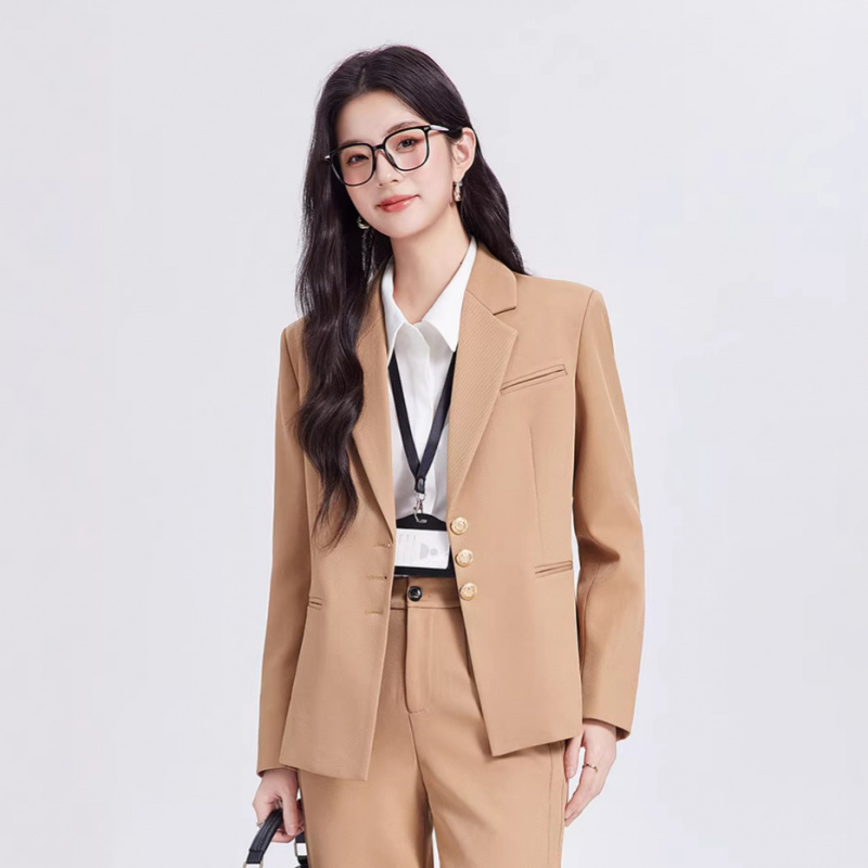 Women Formal Wear For Interview - Khaki women's suit set, high-end, casual