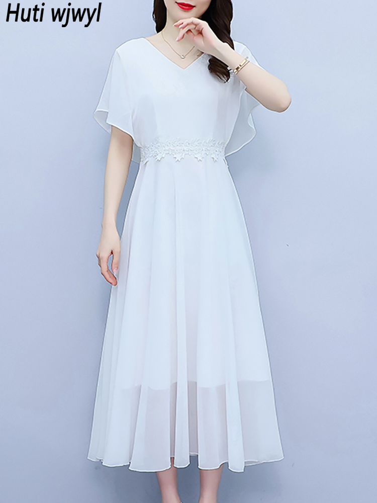 Formal Wear Gowns For Women - Summer White Chiffon Elegant Party Long