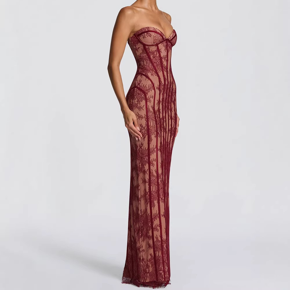 Formal Wear Gowns For Women - Strapless Bodycon Maxi Dress for Women