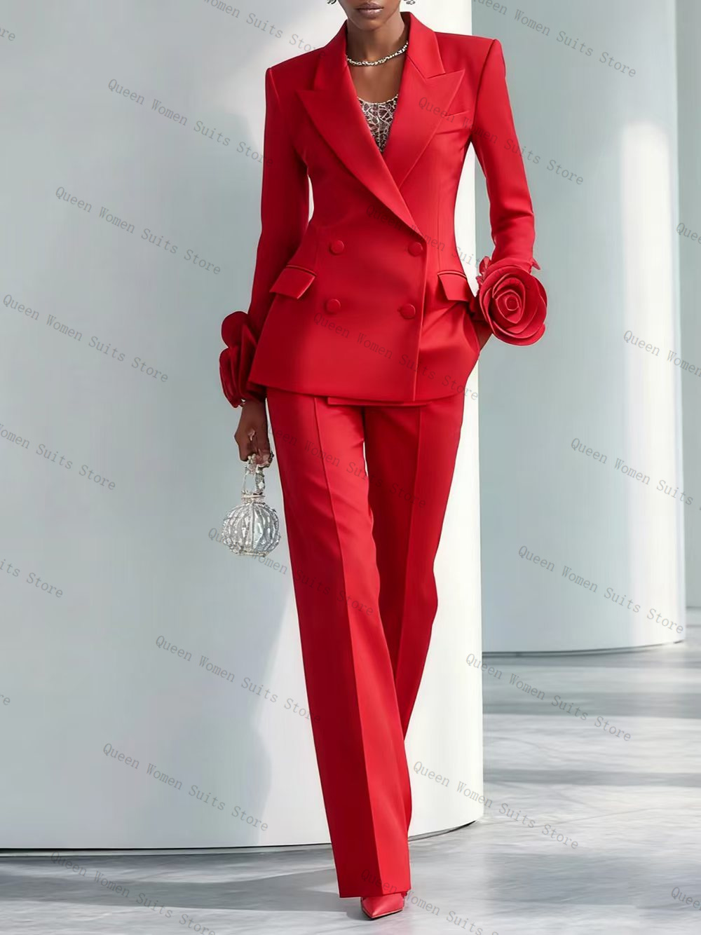 Luxury Red Women Suit Set 2 Pc - Women'S Formal Wear Tuxedo recension och pris