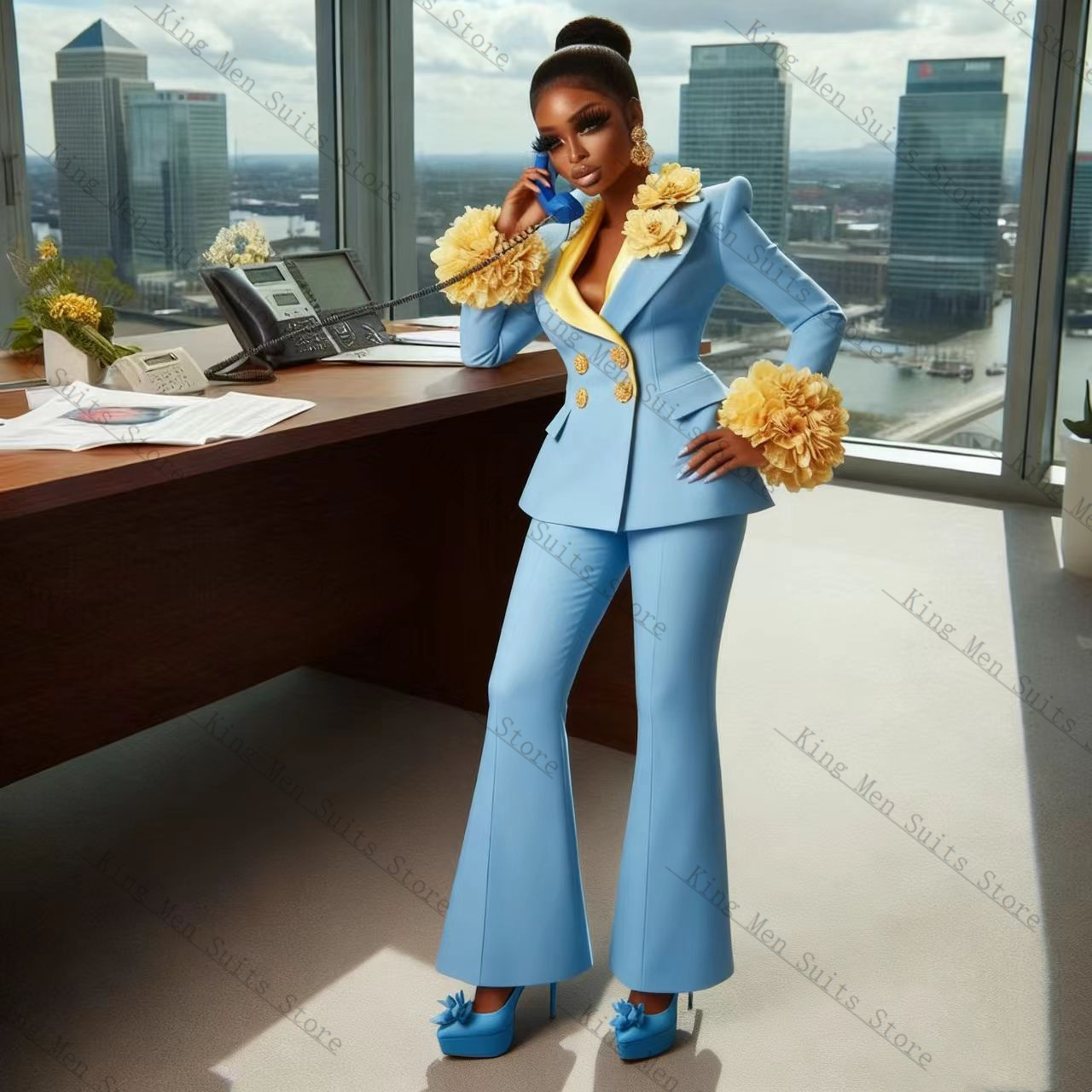 Light Blue Women Suit Set 2 Pc - Women'S Formal Wear Tuxedo recension och pris