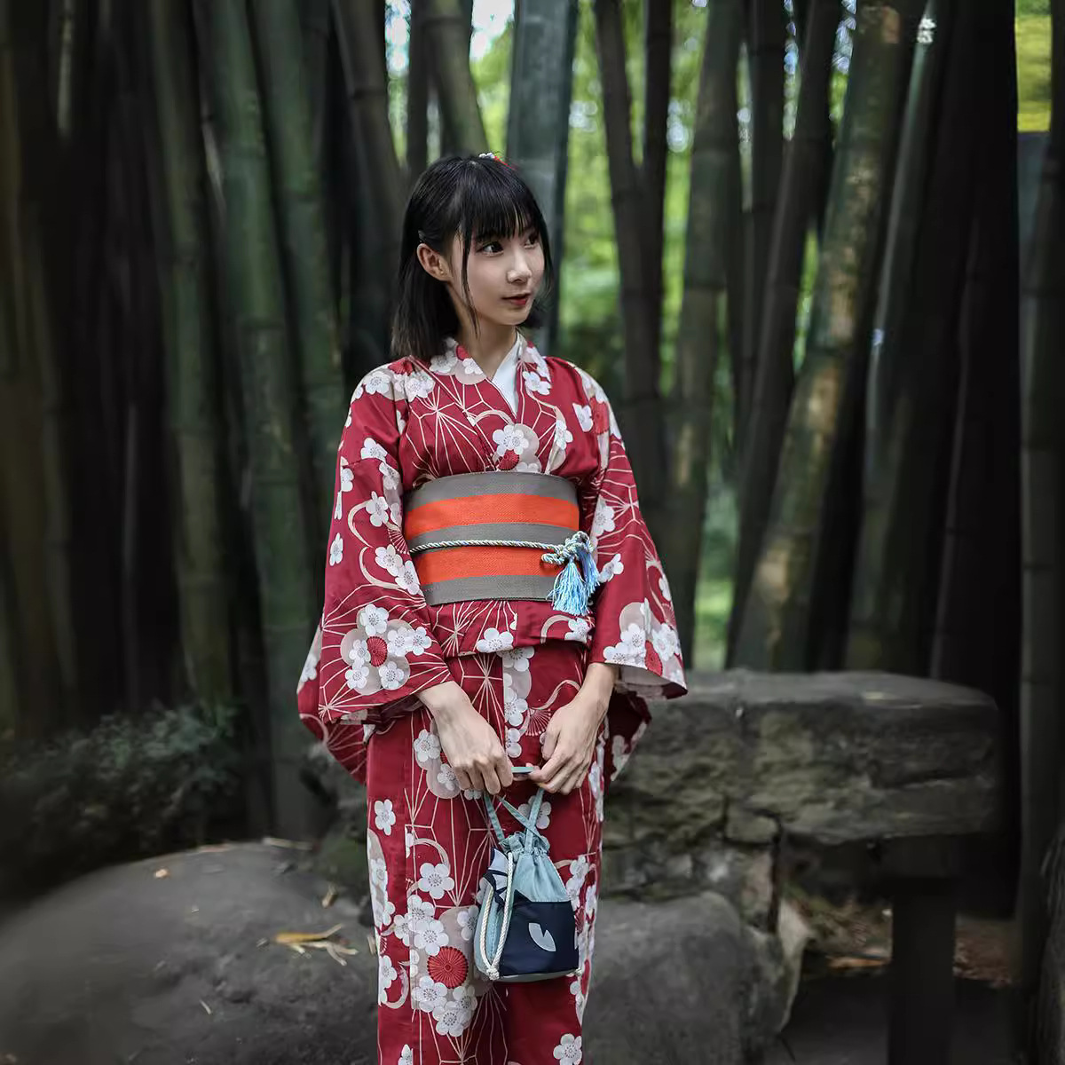 Red Japanese Yukata Kimono Fem - Japanese Women Formal Wear recension och pris