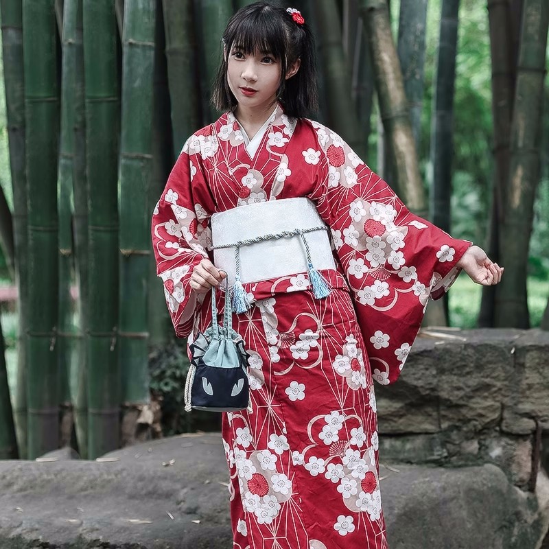 Red Japanese Yukata Kimono Fem - Japanese Women Formal Wear recension och pris