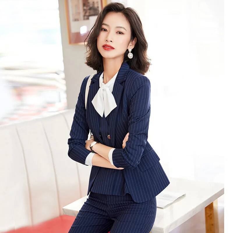 Fashion Striped Formal Busines - Women Formal Wear For Interview recension och pris