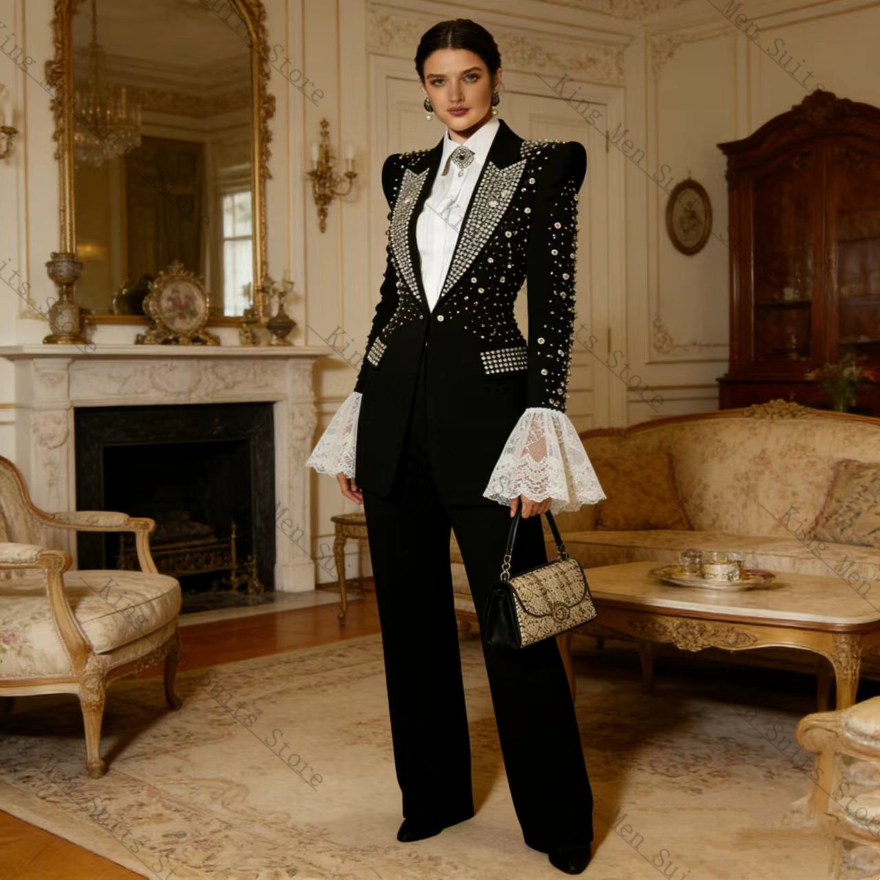 Crystals Black Women Suit Set  - Women'S Formal Wear Tuxedo recension och pris