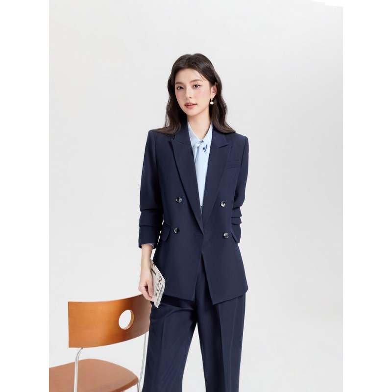 Navy blue double-breasted wome - Women Formal Wear For Interview recension och pris
