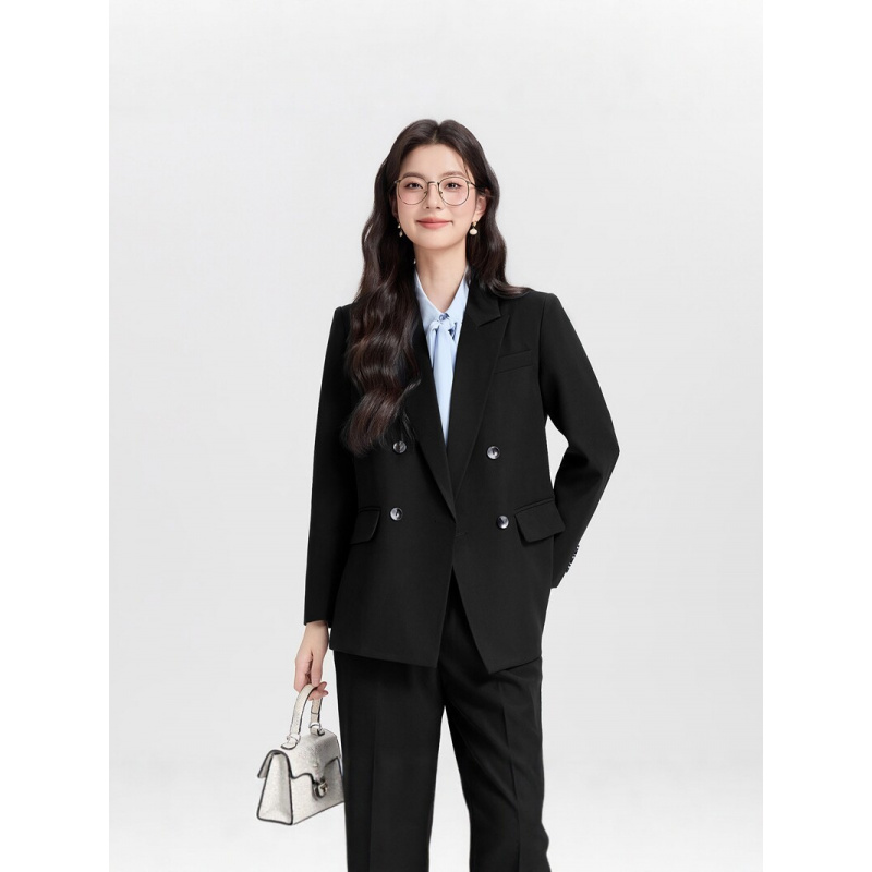 Navy blue double-breasted wome - Women Formal Wear For Interview recension och pris