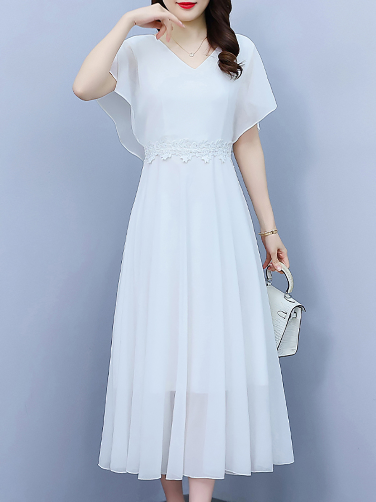 Summer White Chiffon Elegant P - Formal Wear Gowns For Women recension och pris