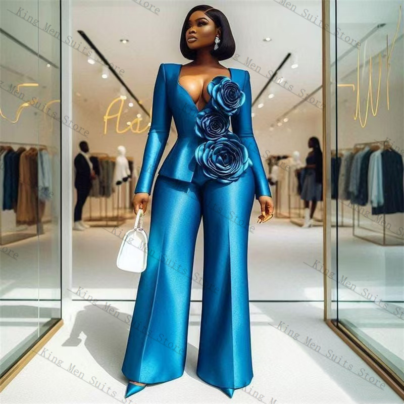 Blue Satin Women Suit Set 2 Pc - Women'S Formal Wear Tuxedo recension och pris